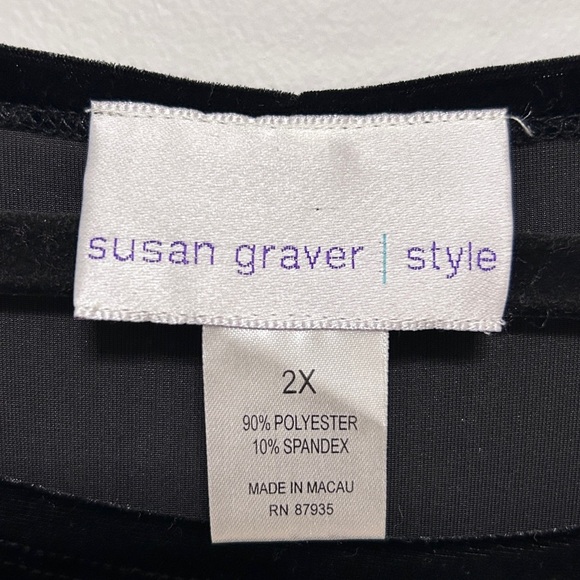 Susan Graver Style Elegant Black Velour Dress Women’s Size 2XL Whimsygoth *READ - Picture 5 of 11